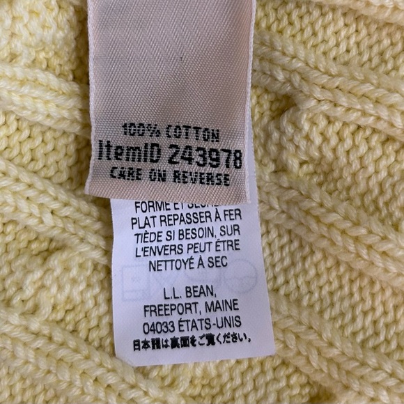 LL Bean Women sz M Yellow Full Zip Cable Knit Sweater Cabin Core Cozy Campcore - Picture 7 of 10